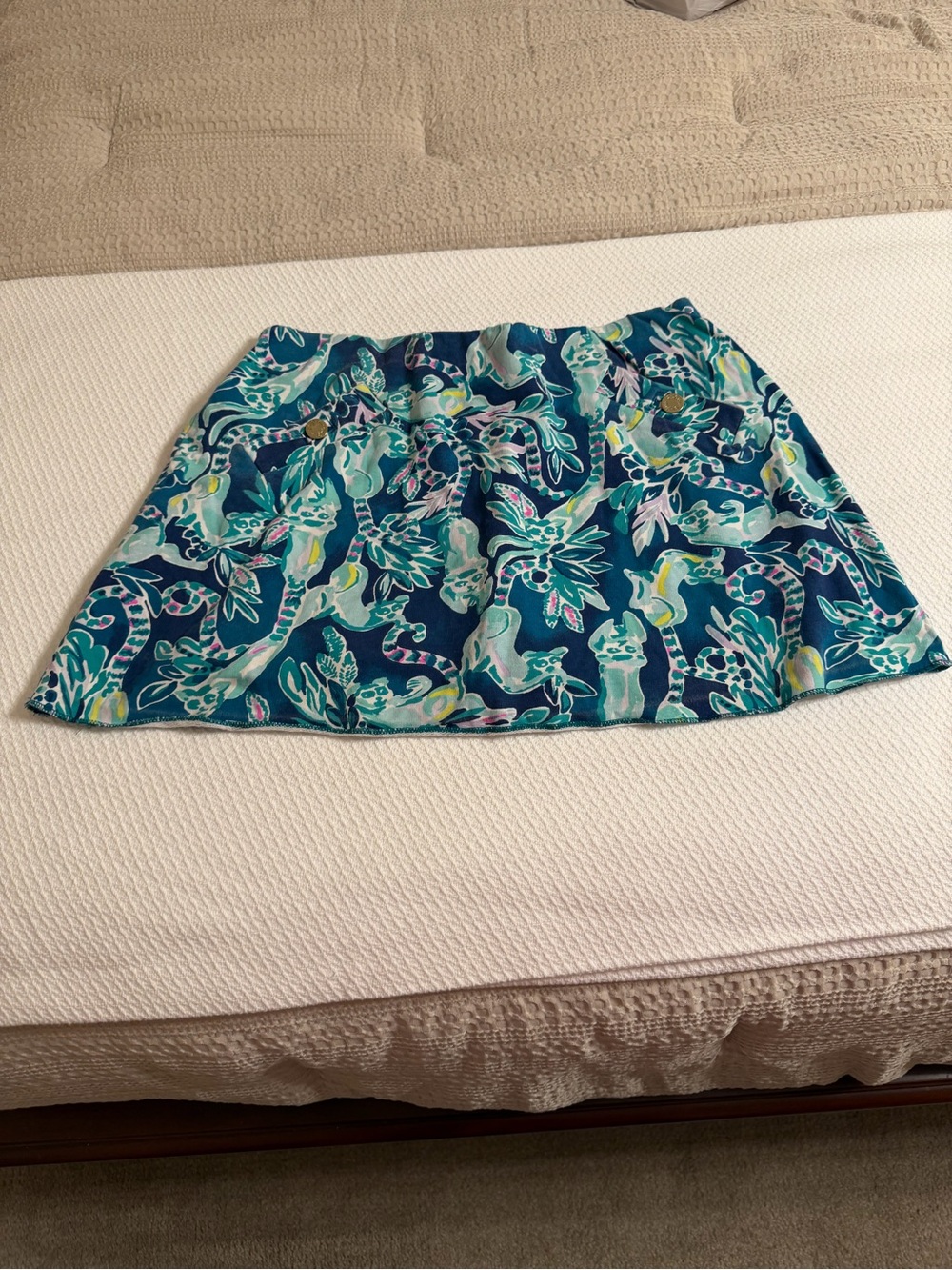 Lilly Pulitzer Teal & Seafoam Floral Skater Skirt